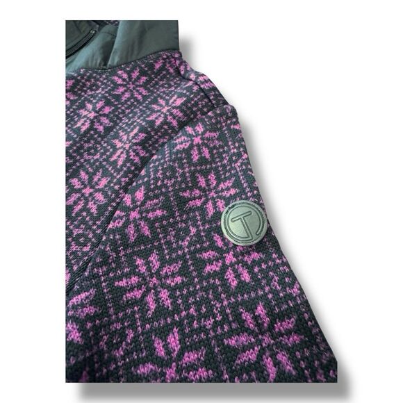 Talbot’s Geo Snowflake Cozy Woven Trim Jacket Purple Black Full Zip Women’s Sz M - Picture 10 of 12